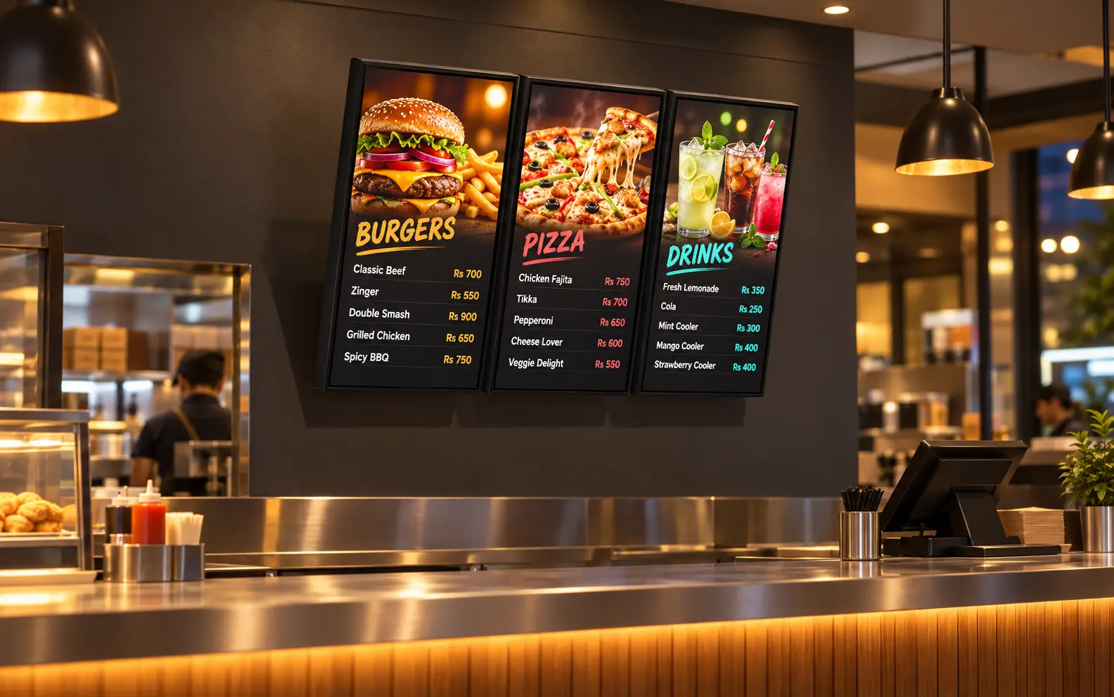 Digital menu board designed in DIGIX 3D Studio