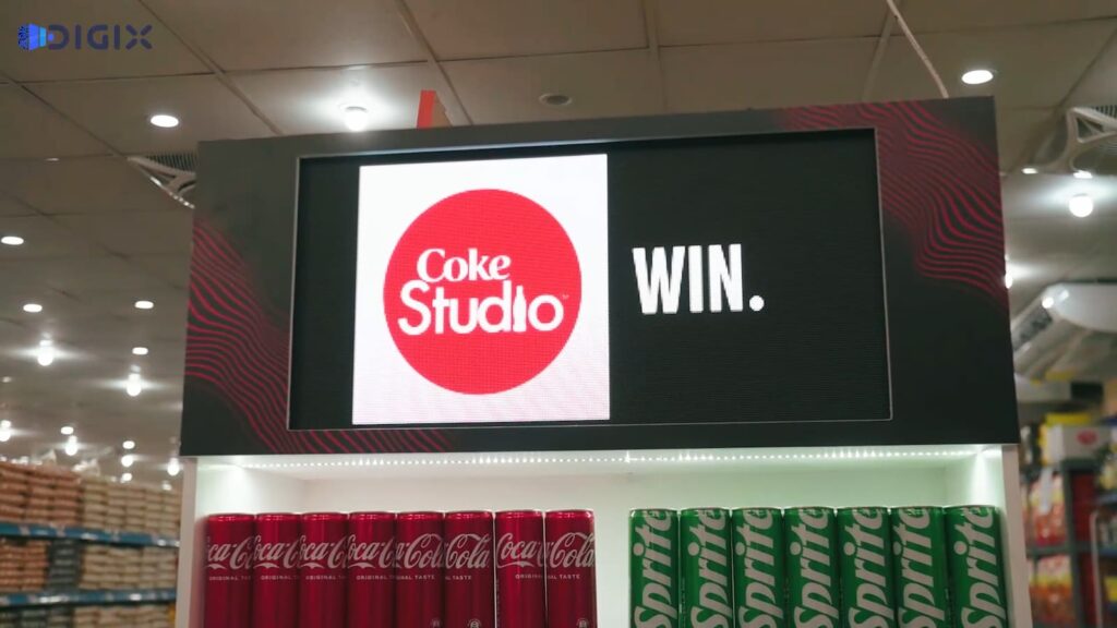 SMD Digital Shelf Topper on a Coca-Cola Rack