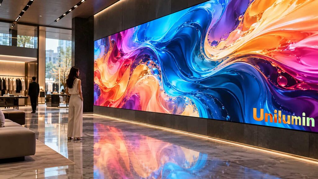 Fine-pitch LED display wall in a premium retail space